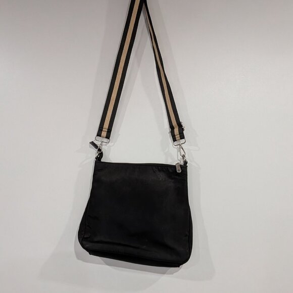 Adrienne Vittadini Crossbody Bag Purse with Woven Strap Black Beige - Picture 5 of 5